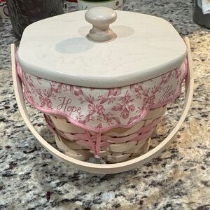 Longaberger Pink and Cream Hope Basket